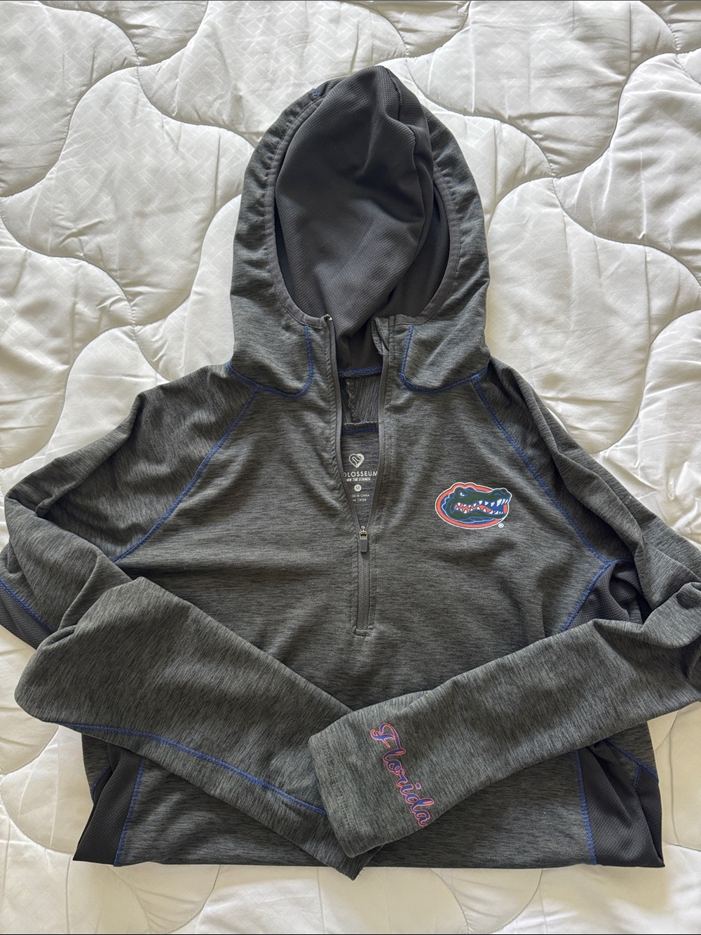 Colosseum Gray Florida Gators Hooded Quarter-Zip Pullover